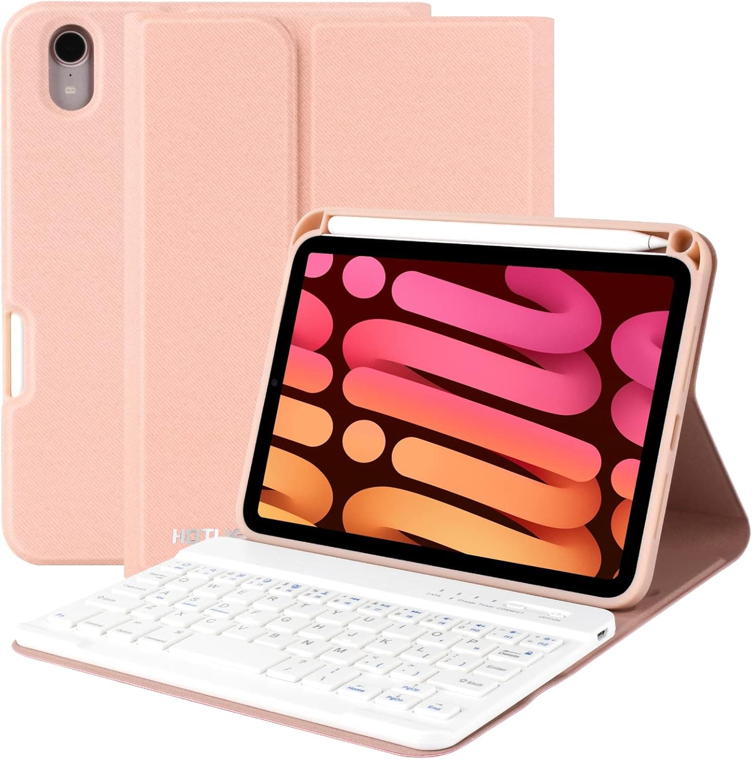HOTLIFE iPad Mini 6 Keyboard Case 2021-Keyboard for iPad Mini 6th Generation 8.3 Inch-Detachable -Wireless BT Keyboard-Pencil Holder-Smart iPad Keyboard Case for iPad Mini 6