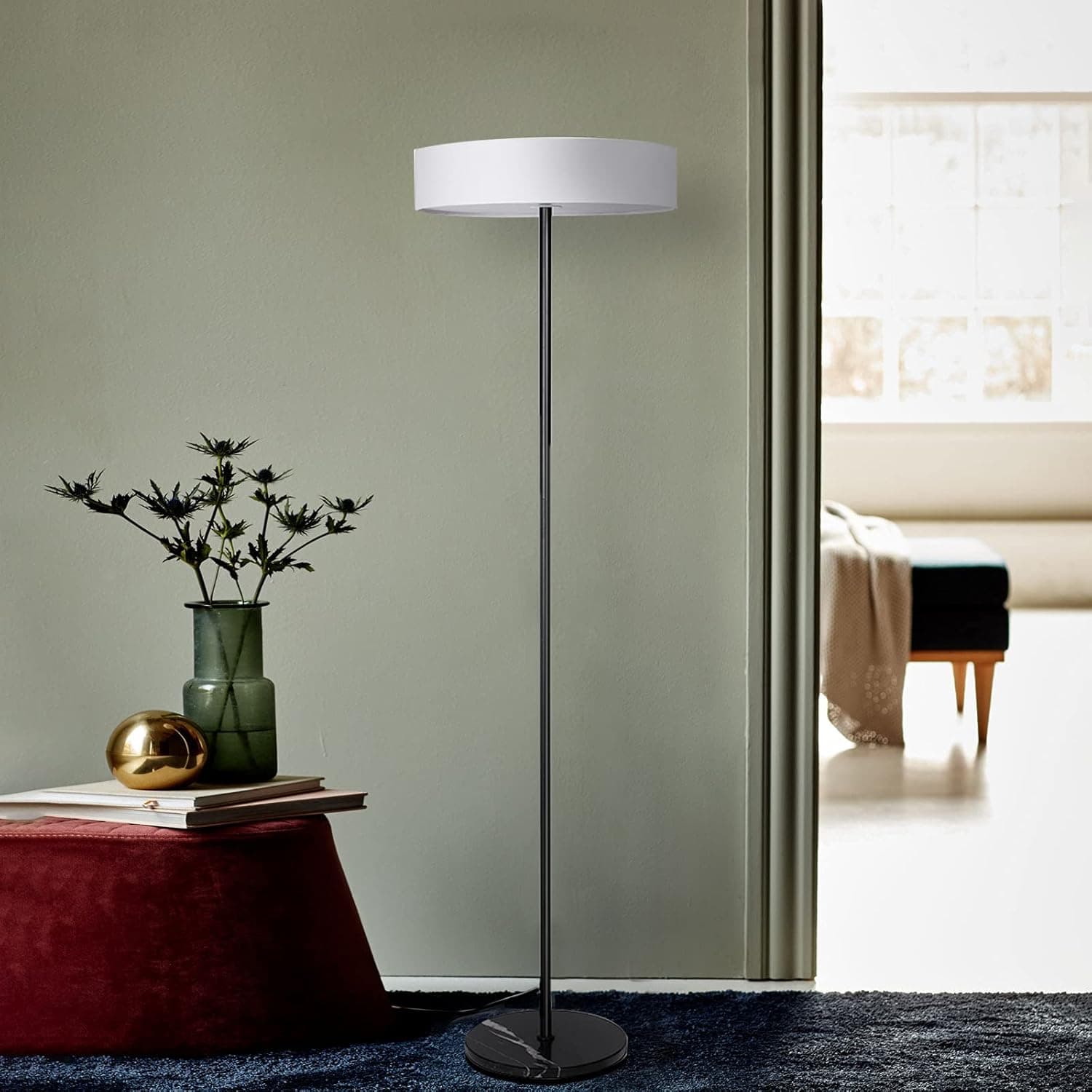 LAMFANI Black Floor Lamp for Living Room for Home Office with 7W led Bulb 63"H(Black)