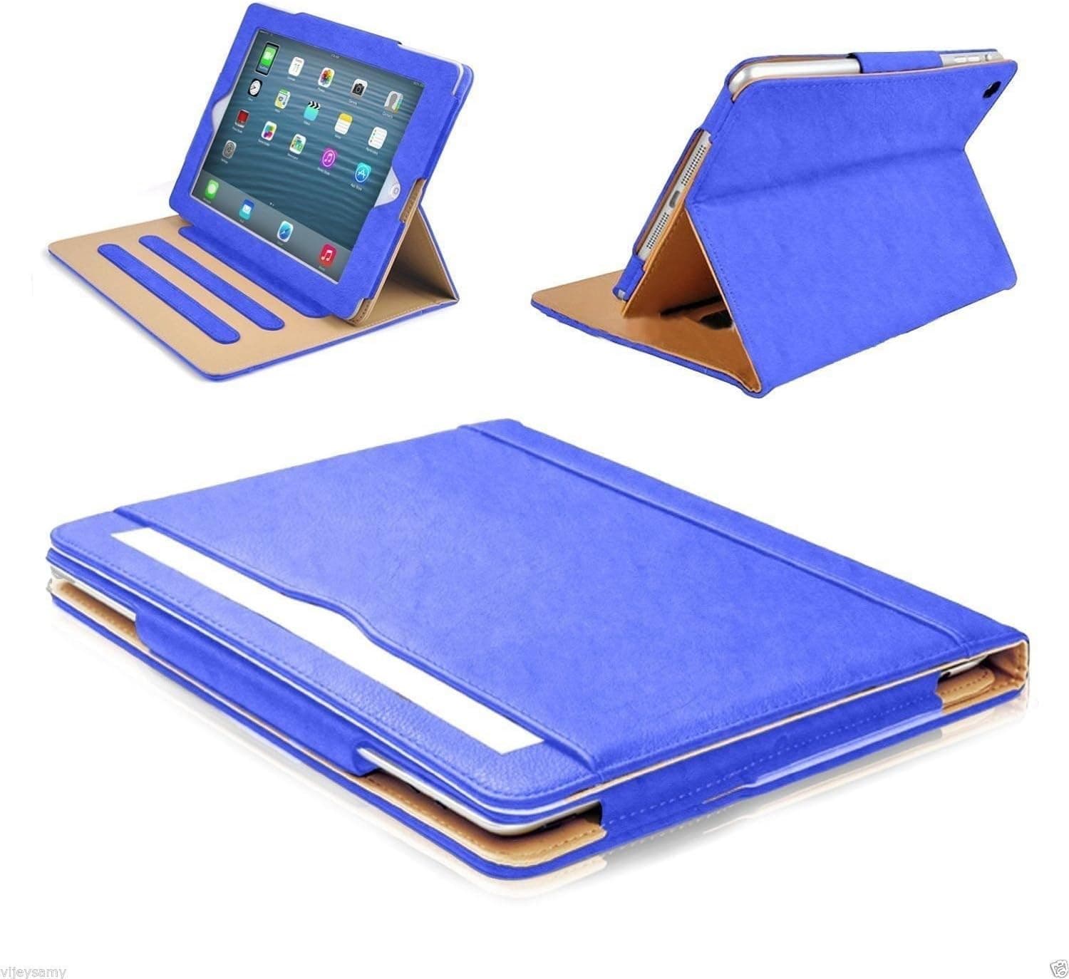 iPad Mini 4 Case S-Tech Soft Leather Smart Cover with Sleep/Wake Feature Flip Wallet for Apple iPad Mini 4 (Blue)