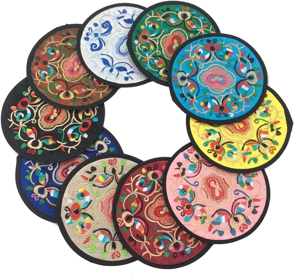 Coasters for Drinks - Cloth Fabric 10pcs 5.1" Absorbent Coaster Set