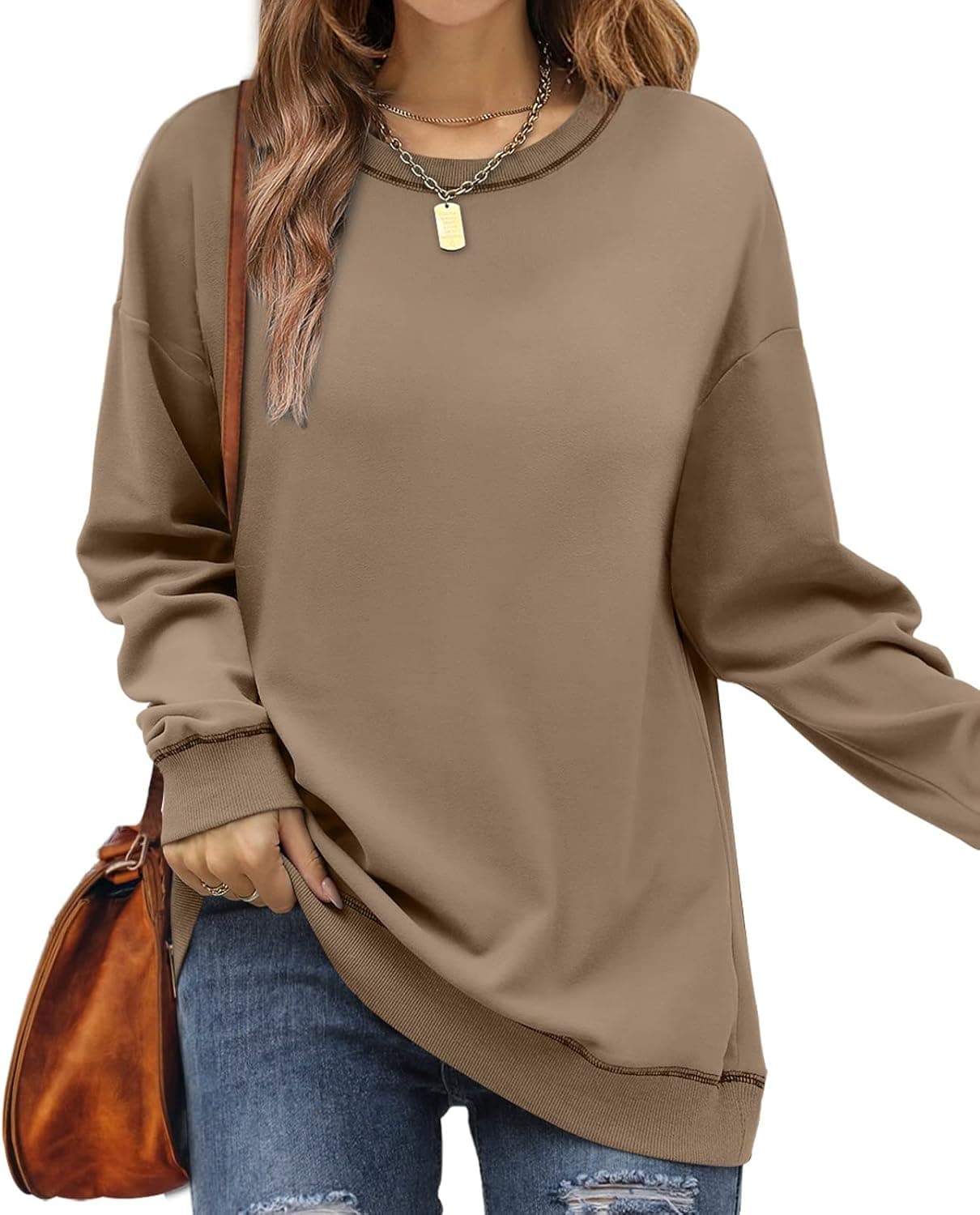 Dofaoo Womens Sweatshirts Crewneck Long Sleeve Tunic Tops For Women Casual