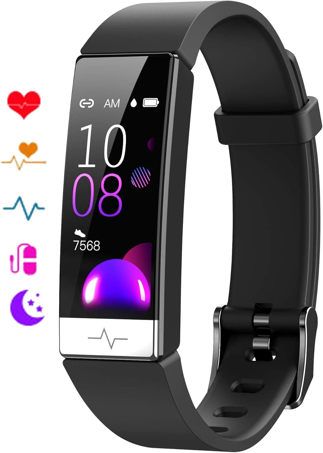 EBAKIN Fitness Tracker with Blood Oxygen SpO2 Blood Pressure Heart Rate Sleep Monitor IP68 Waterproof Activity Tracker HRV Health Watch for Men Women Teens (Black)