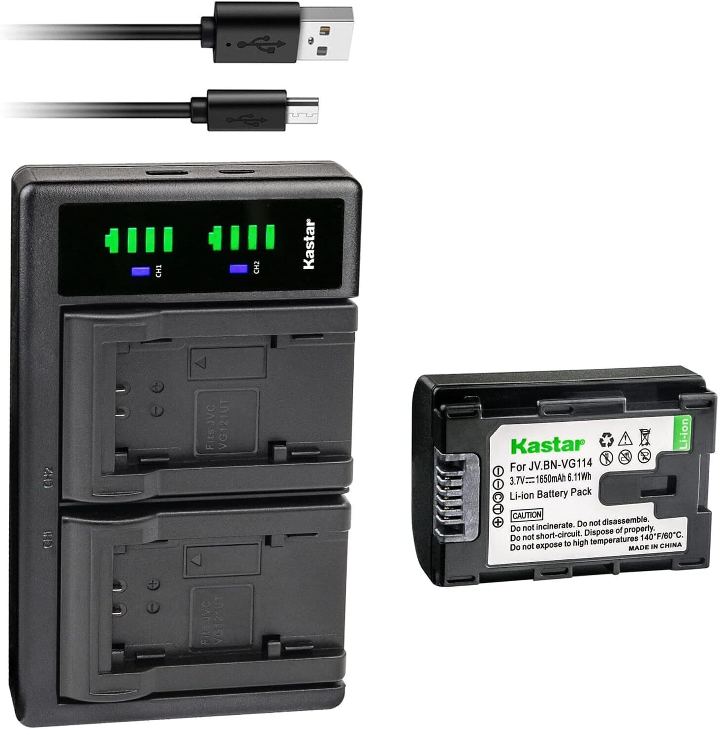 Kastar 1-Pack Battery and LTD2 USB Charger Replacement for JVC Everio GZ-MS230 GZ-MS230AU GZ-MS230AUC GZ-MS230AUS GZ-MS230BEU GZ-MS230BU GZ-MS230BUC GZ-MS230BUS GZ-MS230RU GZ-MS230RUC GZ-MS230RUS