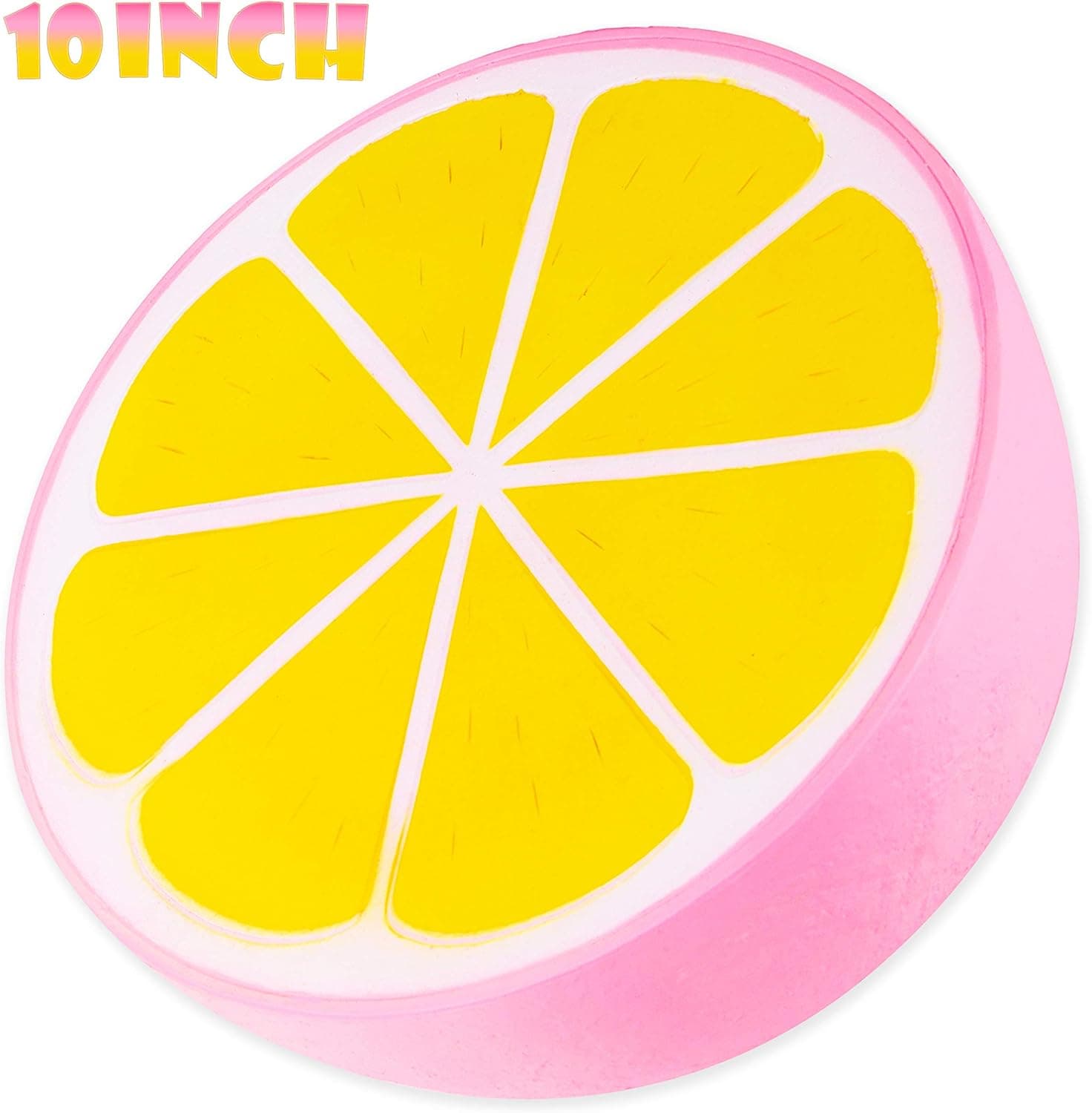 BeYumi Slow Rising Toy, 10 Inch Jumbo Pink Lemon Squishy Cream Scented Simulation Cute Fruit Squeeze Toys for Collection Gift, Decorative Props Large or Stress Relief