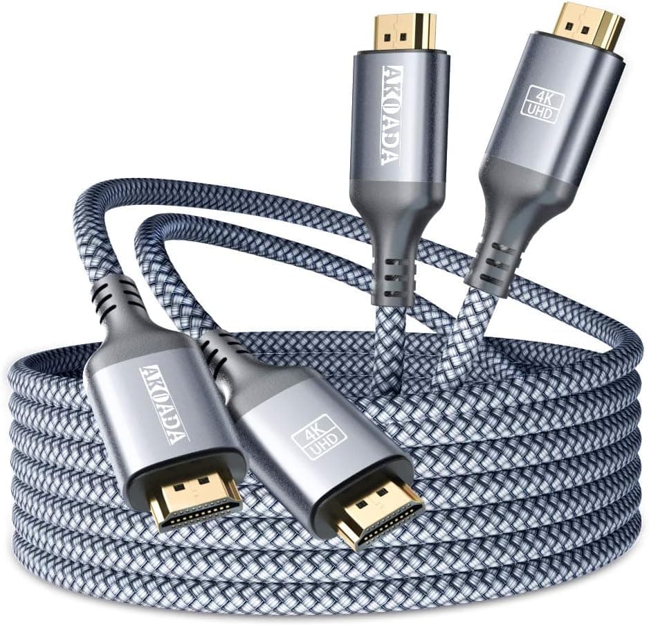 4K HDMI Cable 8FT (2Pack), Akoada High Speed 18Gbps Hdmi 2.0 Ethernet-30AWG Cable 4K 60Hz HDR Video HDCP2.2 3D 2160P 1080P ARC Compatible with UHD TV,PS4 / 3,X-Box, Monitor 4K Fire Netflix etc (Grey)