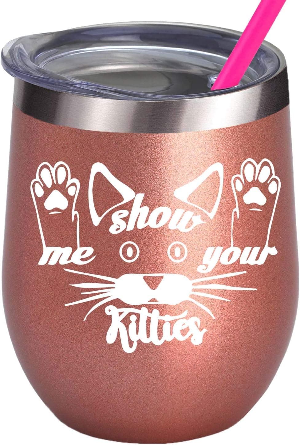 Cat Lover Birthday Best Friend Women Cat MOM Lady Wine Glass Tumbler