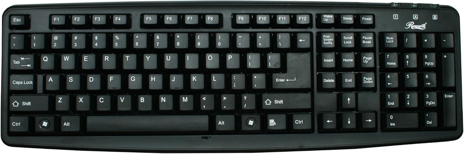 Rosewill 107 Normal Keys PS/2 Wired Standard Keyboard, Black (RK-201)