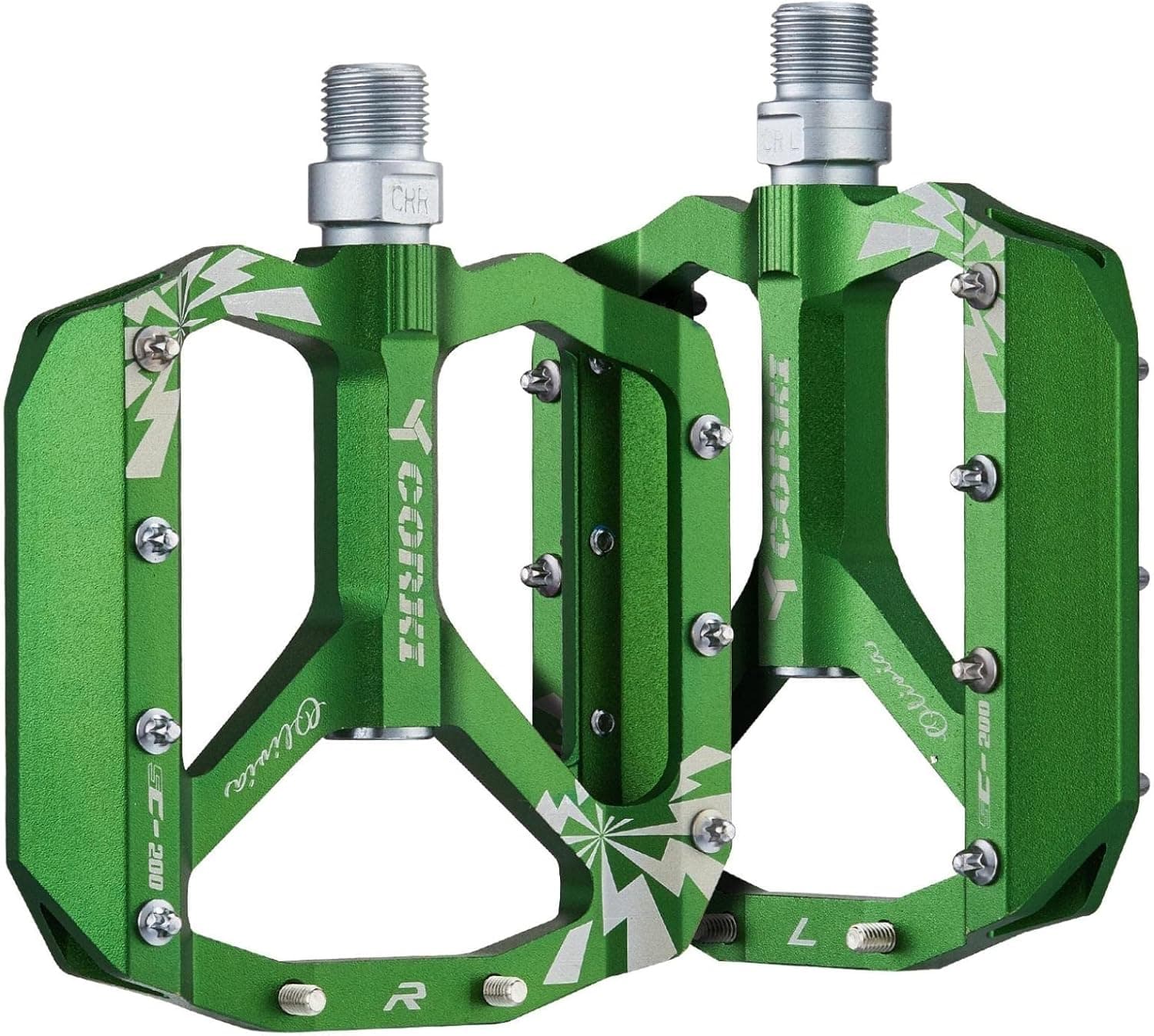 corki Extra Large Mountain Bike Pedals Flat, Aluminum Alloy MTB Pedals, Wide Platform Pedals 9/16"(Black Red Purple 1-Pair)