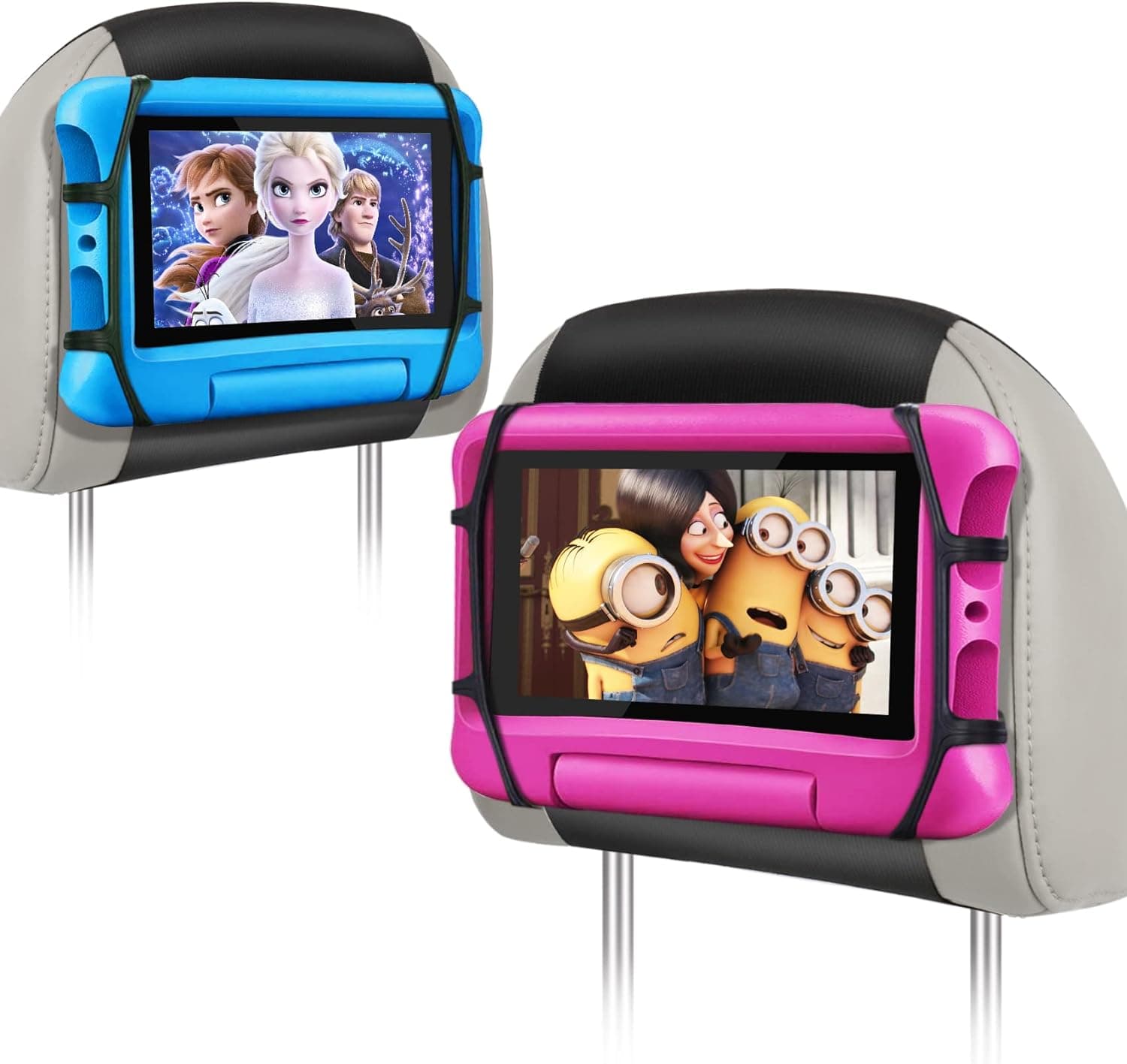 WONNIE 2 Pack Car Headrest Mount Holder for 𝟕-𝟏𝟐.𝟗" Tablets, Tablet Holder for Car Back Seat, Tablet Stand for Kids with Silicone Holding Net and Headrest Strap