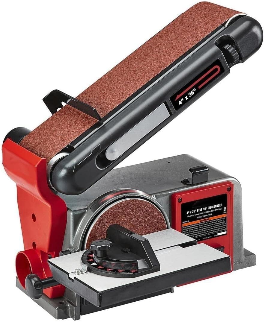 Powerful Corded 4 inch x 36 inch Belt and 6 inch Disc Sander by Bauer - Combination belt and disc sander for fast stock removal and smooth finishes