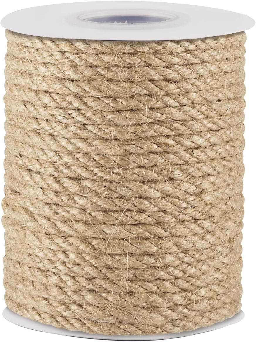 Hemp Jute 5mm 200feet Jute Twine 5 mm 200 Feet Heavy Duty Jute Rope Natural Hemp Rope for DIY Arts Crafts Jute Twine for Packing Gardening Home Decorating Cat Scratching Post