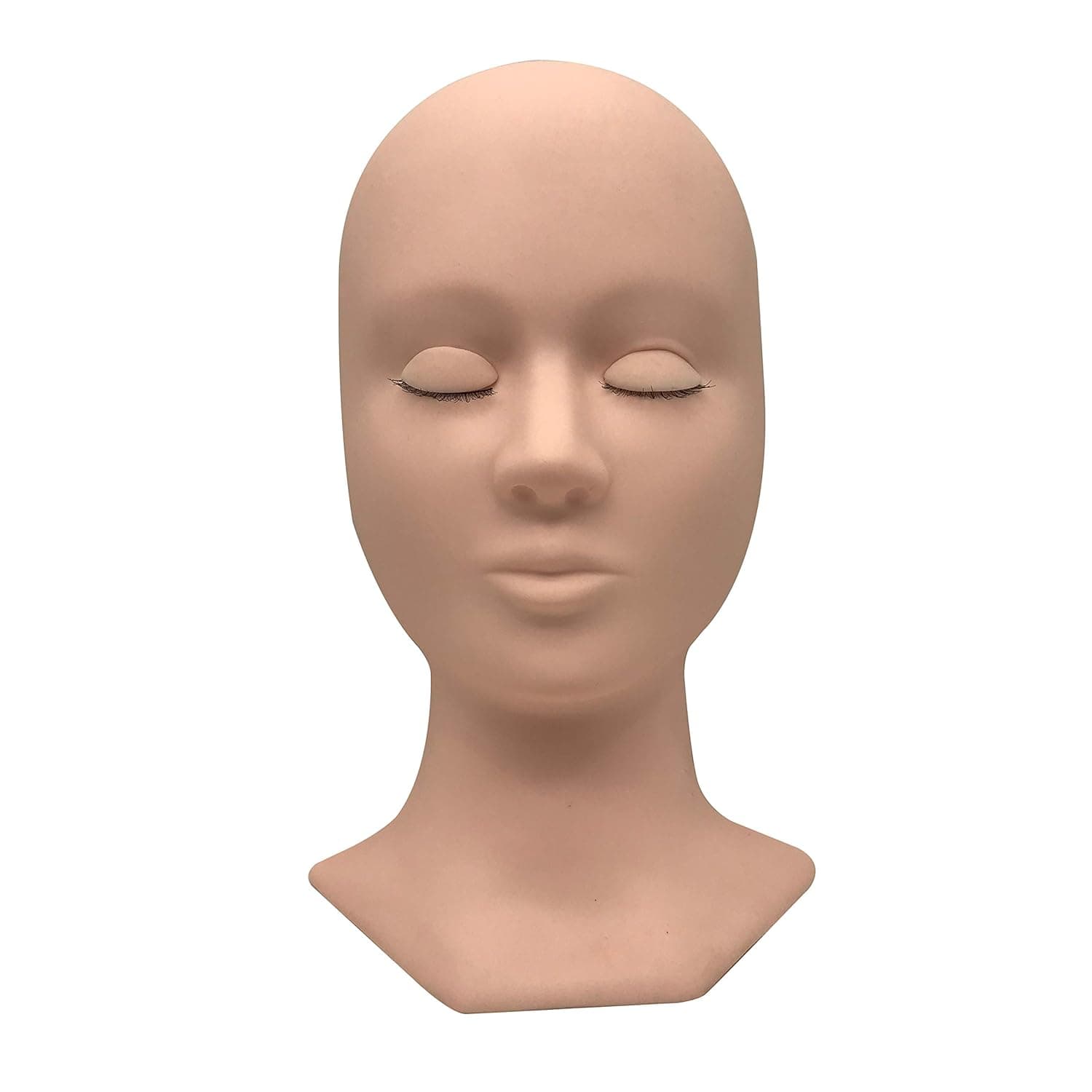 M LASH Advance Eyelash Training Mannequin Head With Realistic Removable Eyelids With Eyelashes & 3 Pairs of Replacement Eyelids (Head, Tan)