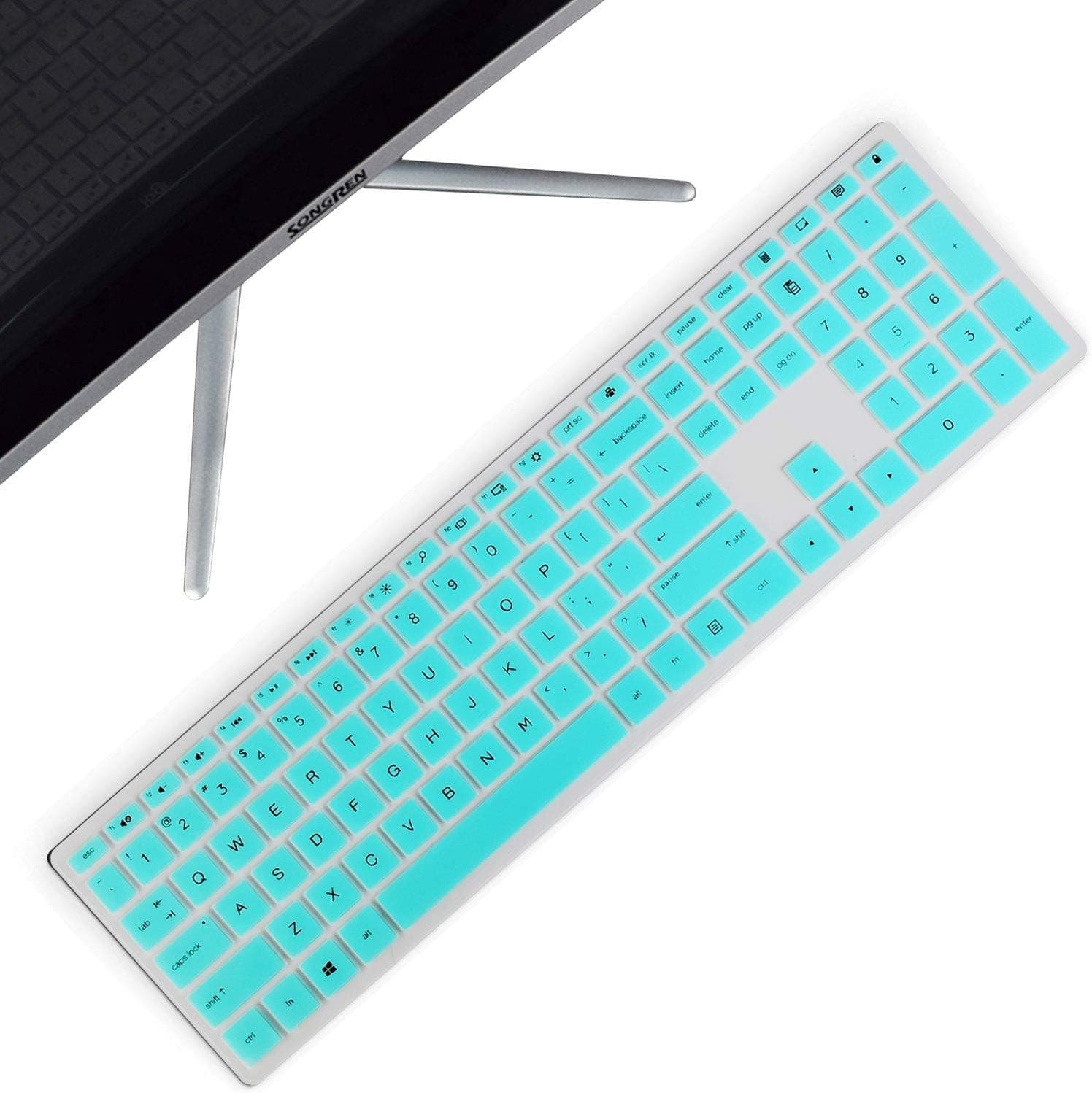 Lapogy Keyboard Cover Skin for hp Pavilion 27 All in One Pc,27 Xa0055Ng/0370Nd/0076Hk/0010Na, 24 inch,24 Xa0002A/0300Nd/0051Hk,hp Wireless Keyboard Combo 800,hp Pavilion All in One Accessories,Mint
