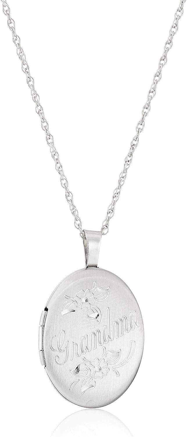 Sterling Silver Oval Grandma Locket Necklace