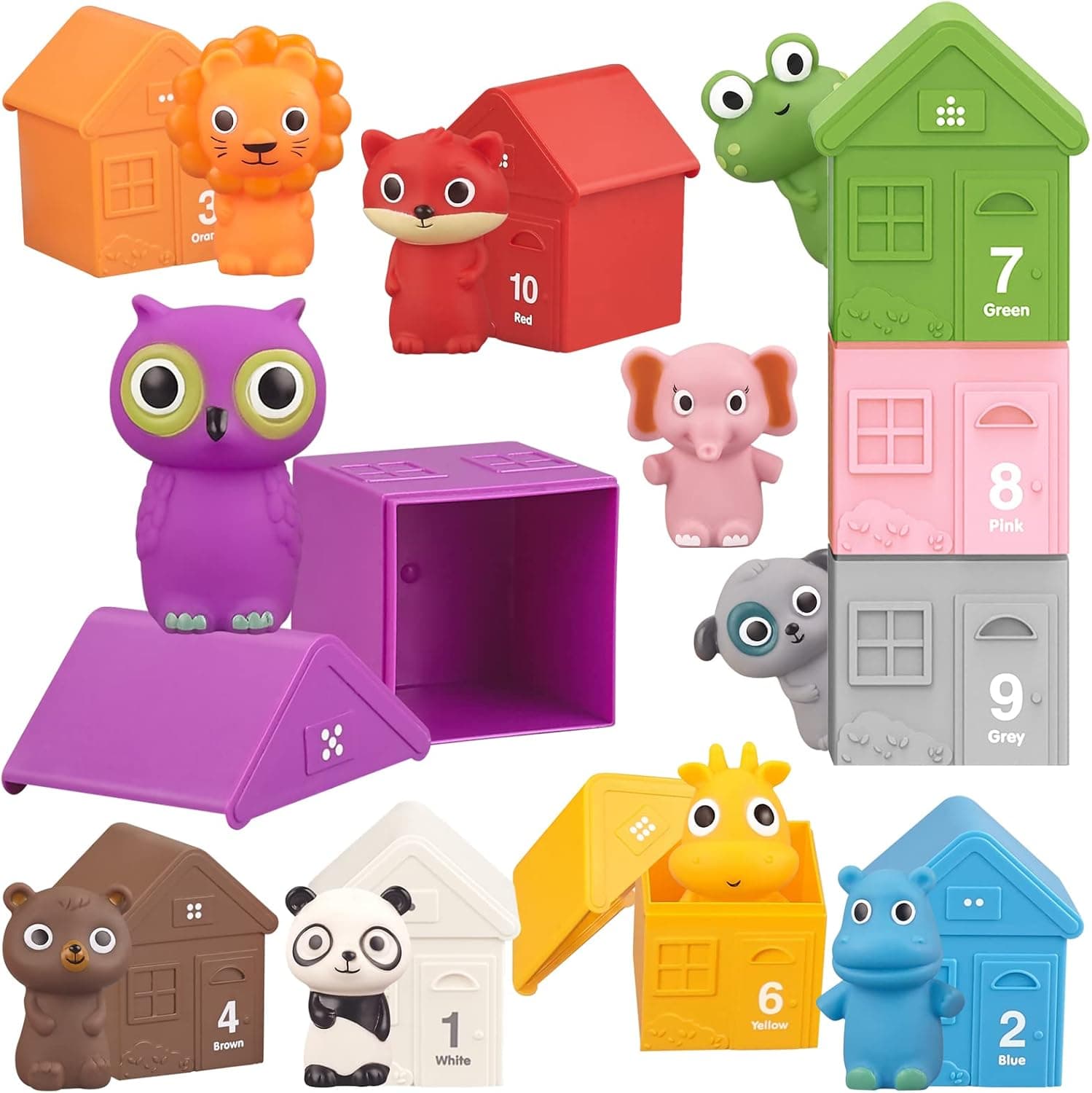 Engfa 20 Pcs Barn & Farm Animals for Toddler 1-3, Toddler Learning Toys, Finger Puppets, Counting, Matching, Stacking, Montessori Toys for 1 Year Old, Baby boy Girl Gifts for Birthday Christmas