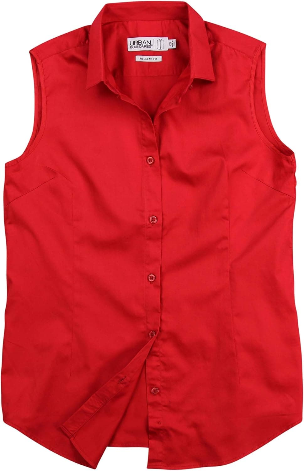 Urban Boundaries Womens Basic Tailored Sleeveless Cotton Button Down Shirt