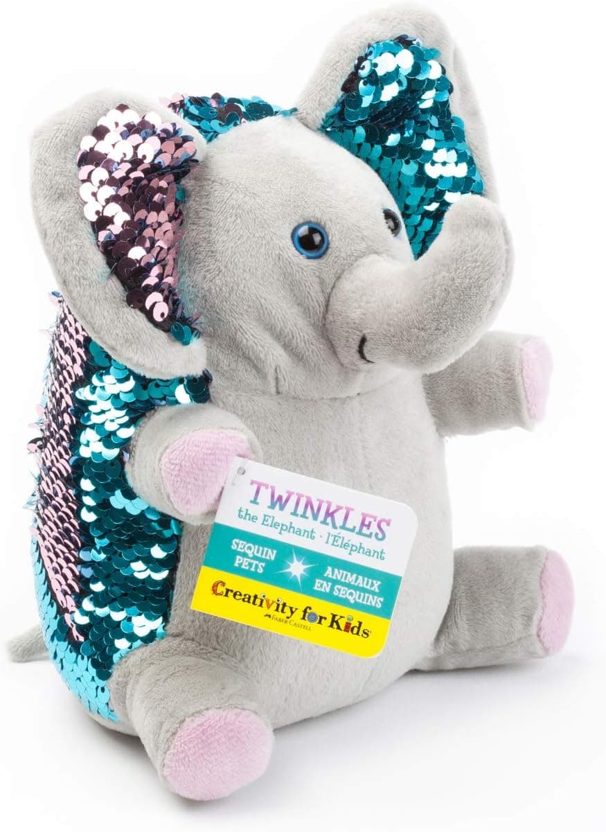 Creativity for Kids Mini Sequin Pets Sensory Stuffed Animal - Twinkles The Elephant , Grey