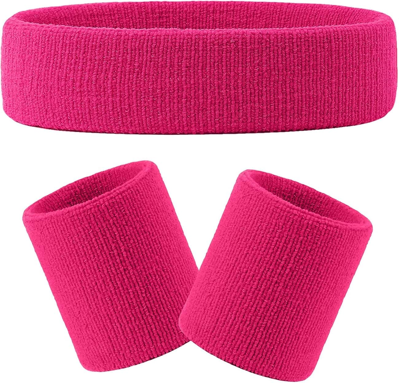 Hoter Sweatband Set Sports Headband Wristband Set Sweatbands Terry Cloth Wristband Athletic Exercise Basketball Wrist Sweatband and Headbands Moisture Wicking Sweat Absorbing Head Band