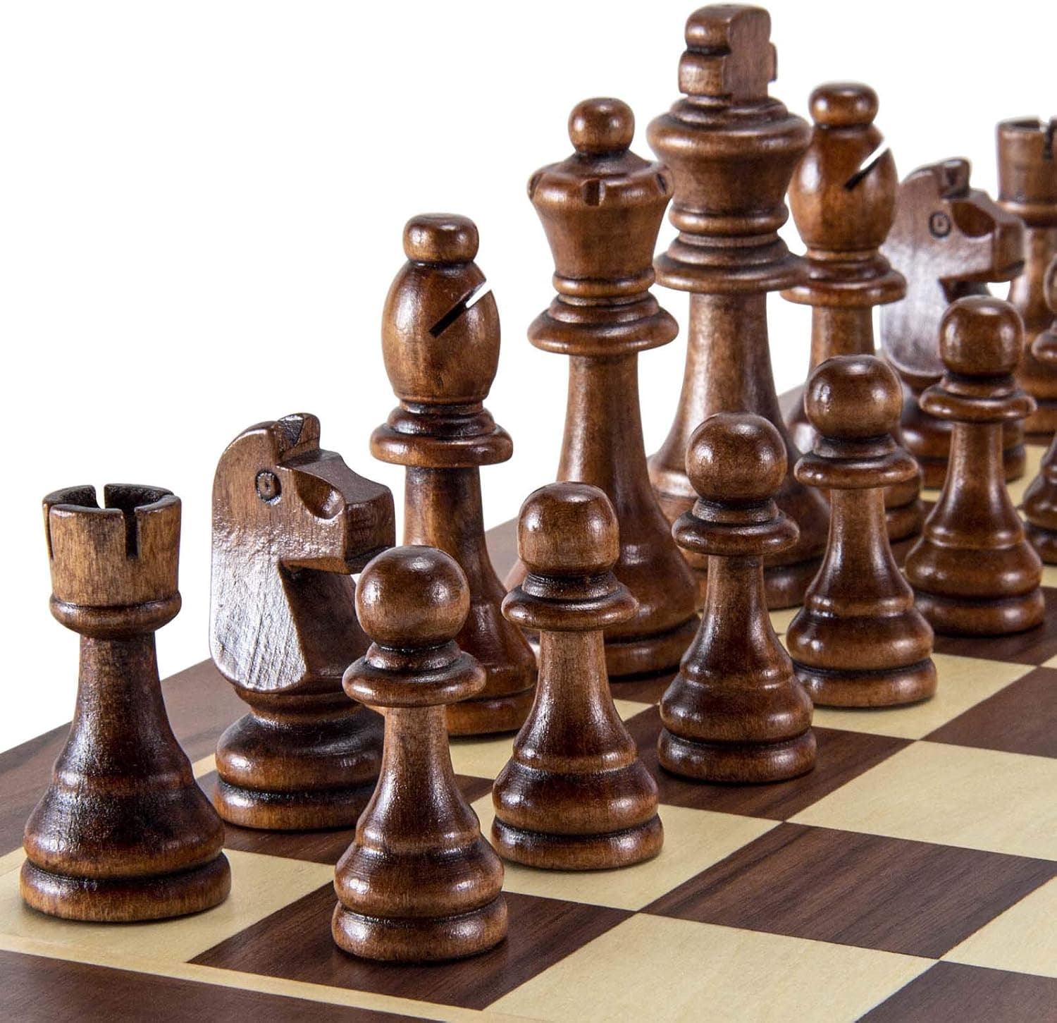 AMEROUS Wooden Chess Pieces Only, Tournament Staunton Wood Chessmen with 3.5 inches King, Chess Game Pawns for Chess Board Game, Replacement of Missing Pieces (2 Storage Bag Included)