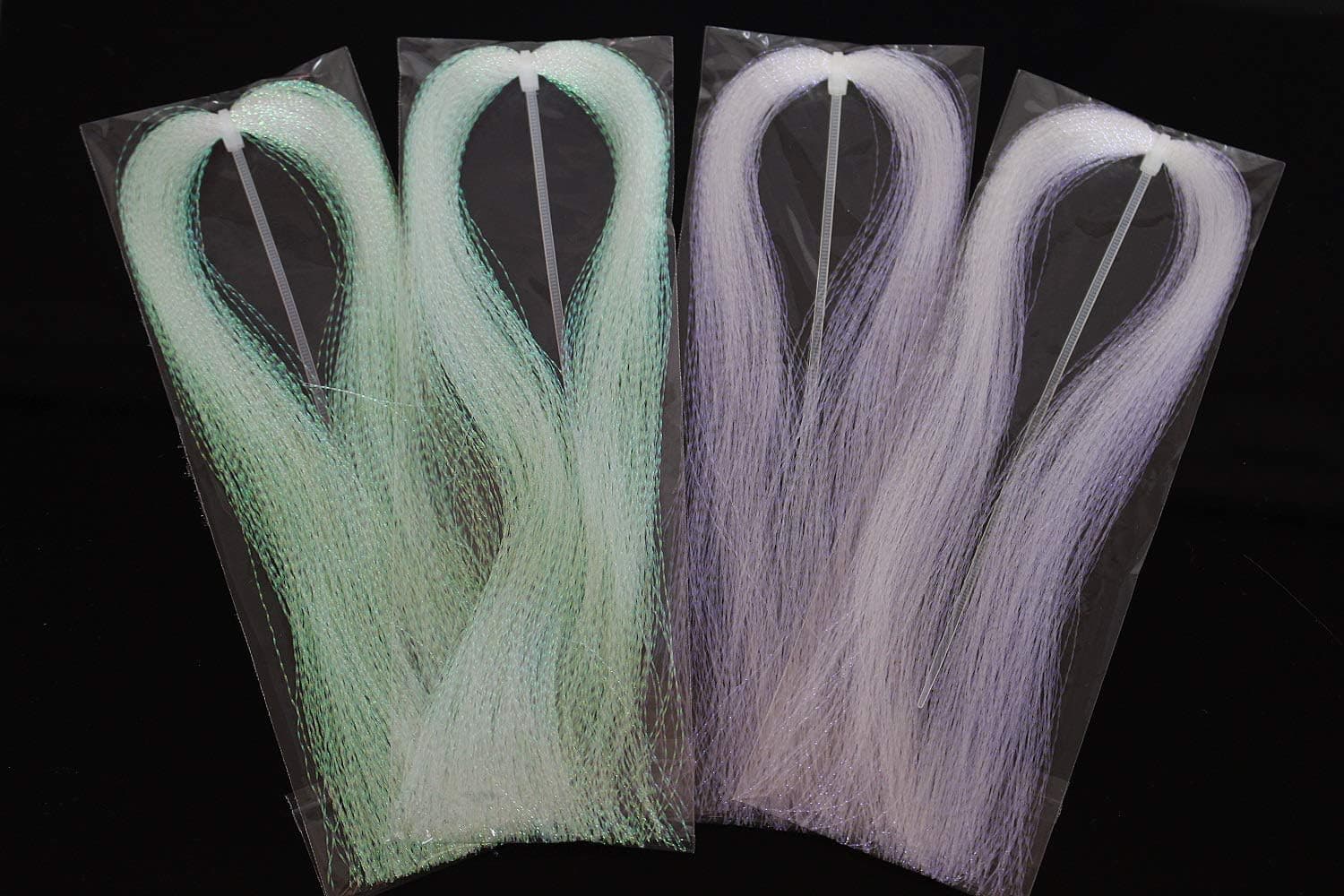Tigofly Hot 4 Packs Pearl&Violet Crystal Flash Holographic Tinsel Krystal Twisted Flashabou Sparkle Streamer Fly Tying Materials