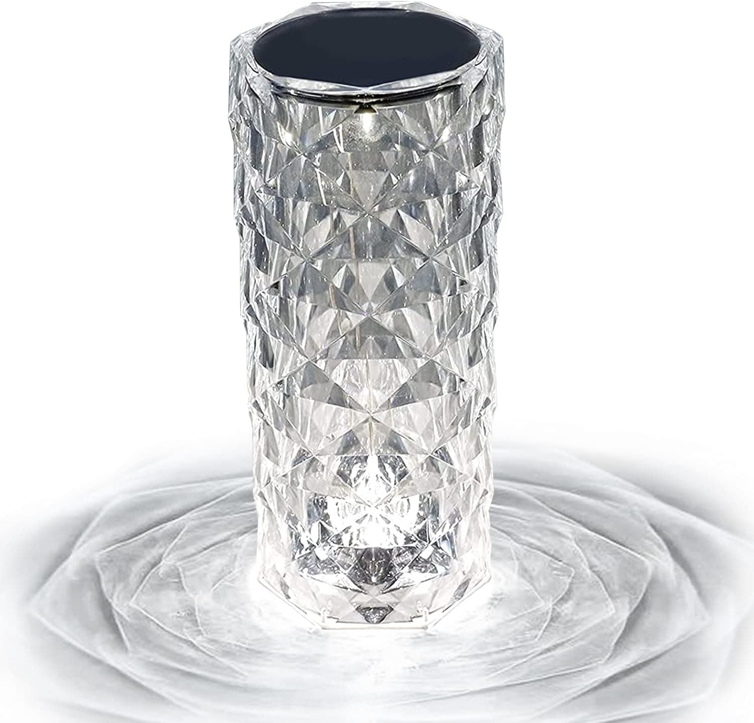Kipliko Rechargeable Rose Shadow Table Lamp,Touch Control, Colorful and Adjustable,Romantic Crystal Diamond Lamp for Valentine's Day, Birthdays, Anniversaries (3 Colors Touch)
