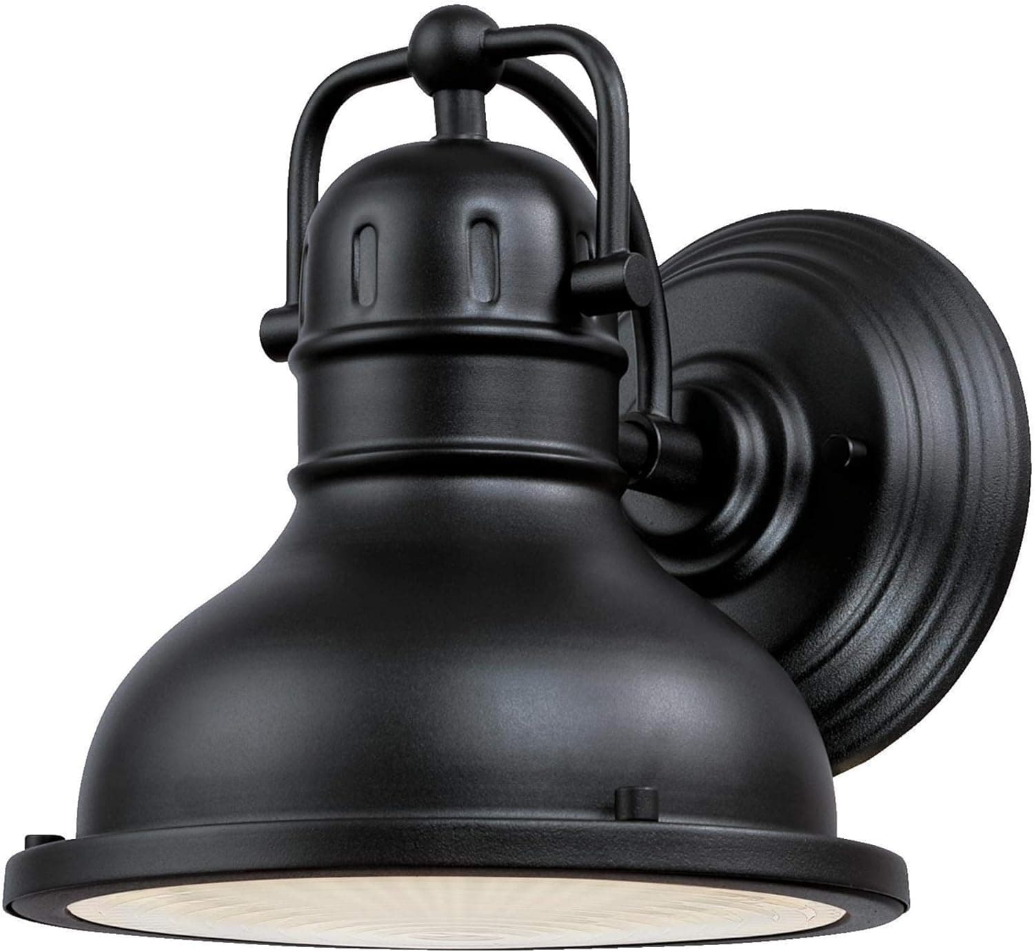 Westinghouse Lighting 6580800 Orson Vintage One-Light Dimmable LED Outdoor Wall Light Sconce, Dark Sky Friendly, Textured Black Finish, Clear Prismatic Lens