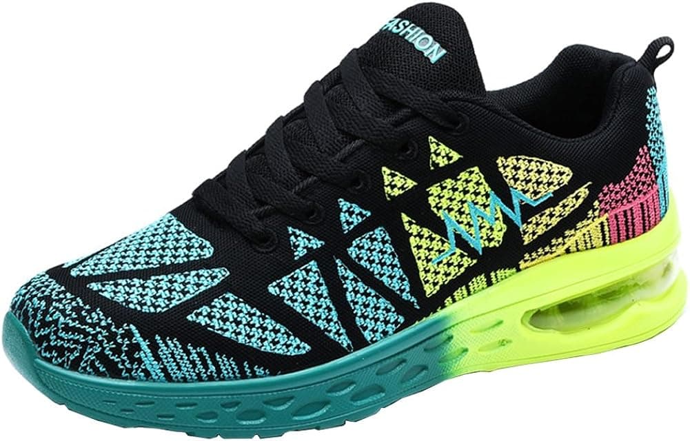 JARLIF Men's Road Running Sneakers Fashion Sport Air Fitness Workout Gym Jogging Walking Shoes Green US12