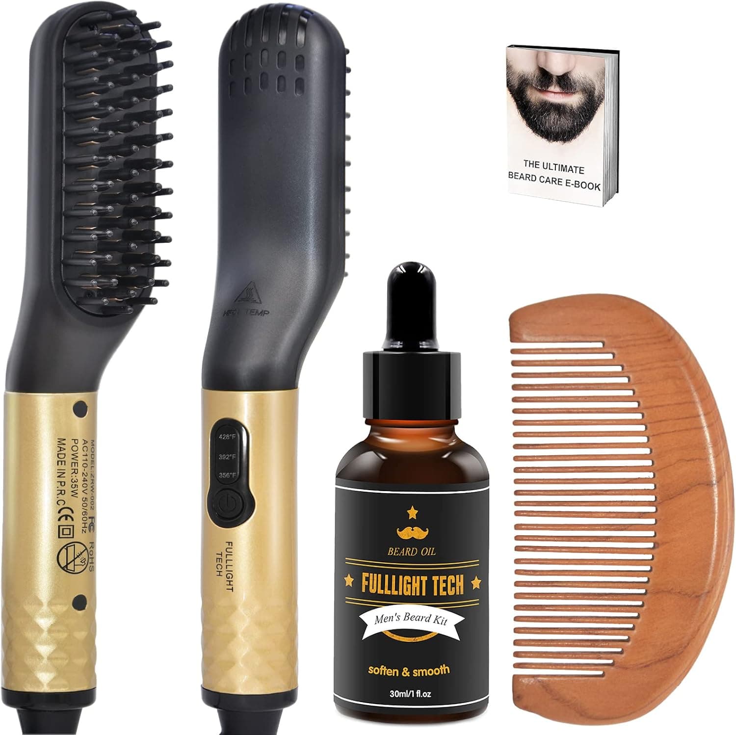 Beard Straightener,Beard Grooming Kit,Beard Kit Gift for Men W/Beard Wash,Beard Oil,Beard Balm/Mustache Waxes,Beard Brush,Beard Comb,Beard Scissors Beard Care Gifts Set for Men Dad Boyfriend Husband
