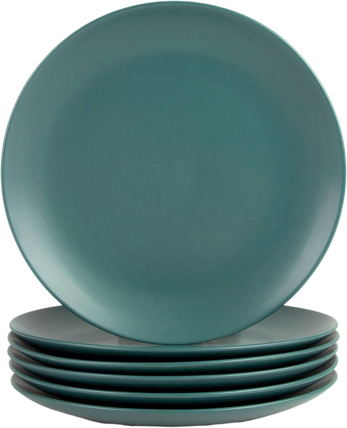 10 Strawberry Street Wazee Matte 10.5" Coupe Dinner Plate, Set of 6, Emerald Green