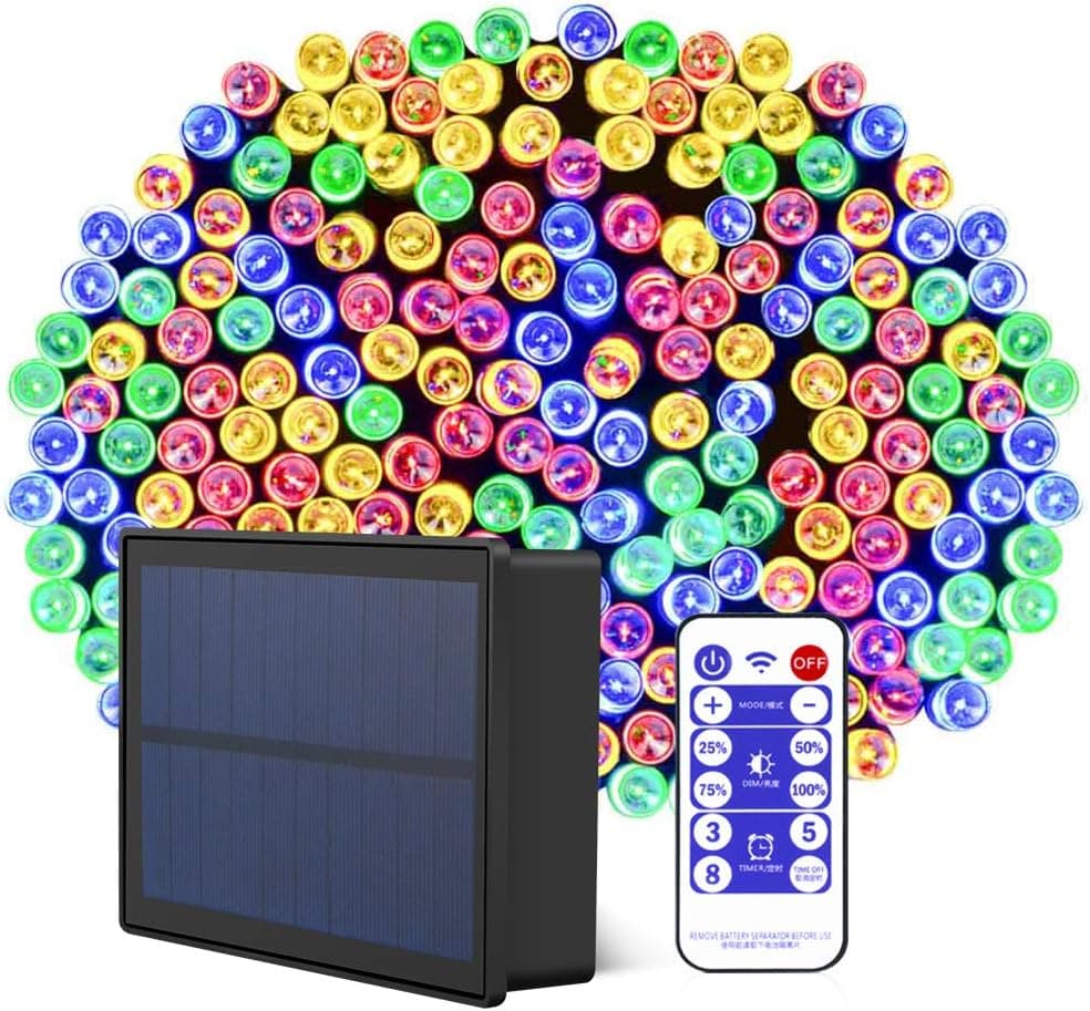 Solar String Lights, 172ft Christmas Lights, 500 LEDs 8 Modes/Remote Control/Memory Function / IP65 Waterproof