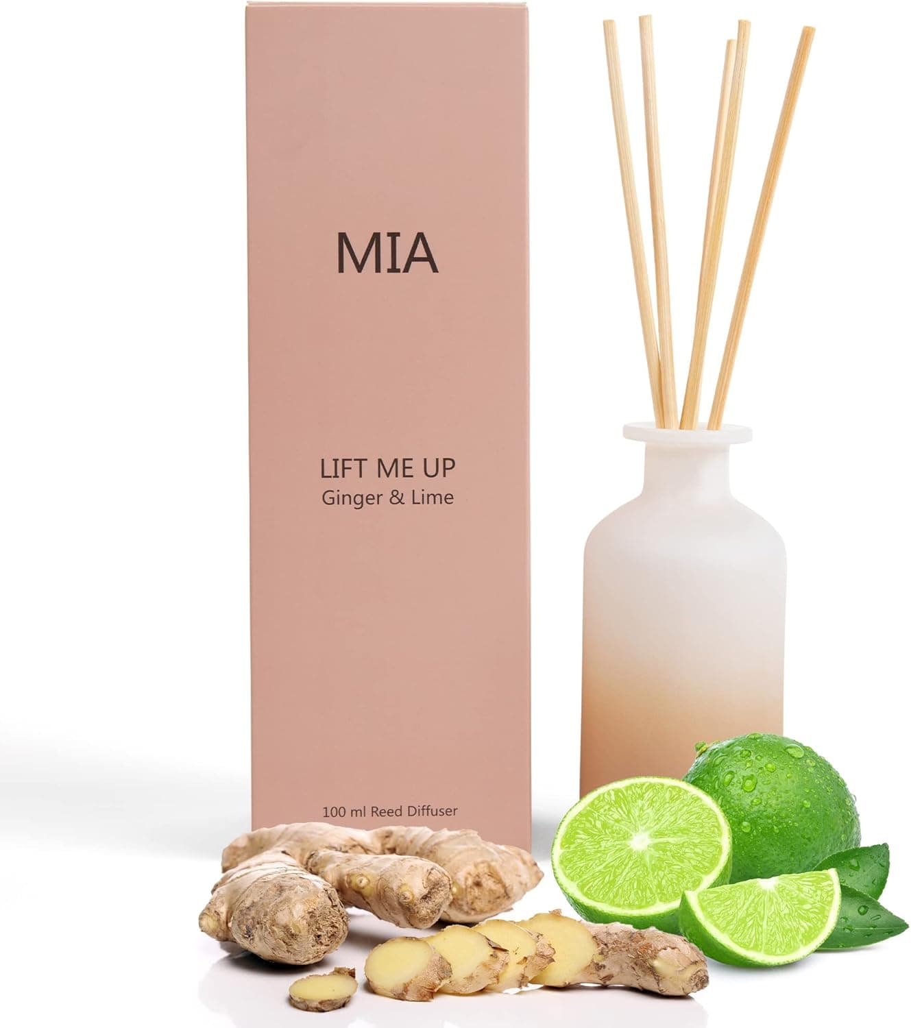 Reed Diffuser, Reed Diffuser Set, Reed Diffusers for Home Ginger & Lime - Elegant and Energizing Scent (3,38 Fl. Oz/100ml)
