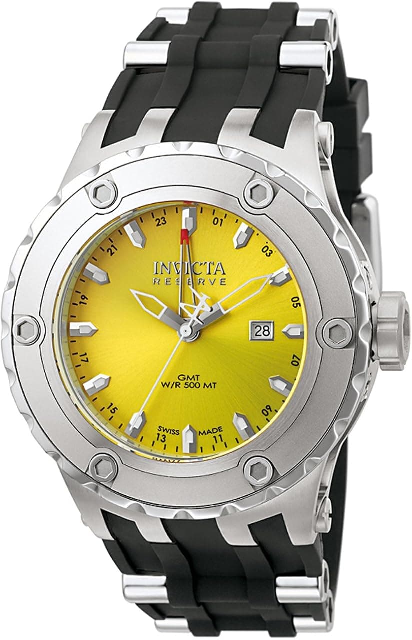 Invicta Men's 6183 Reserve Collection GMT Stainless Steel Black Rubber Watch