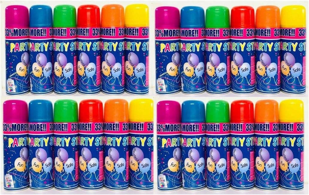 Los Angeles Superstore 24 Pack of Party String Streamers Cans - Silly Crazy Party Supply for Celebrations