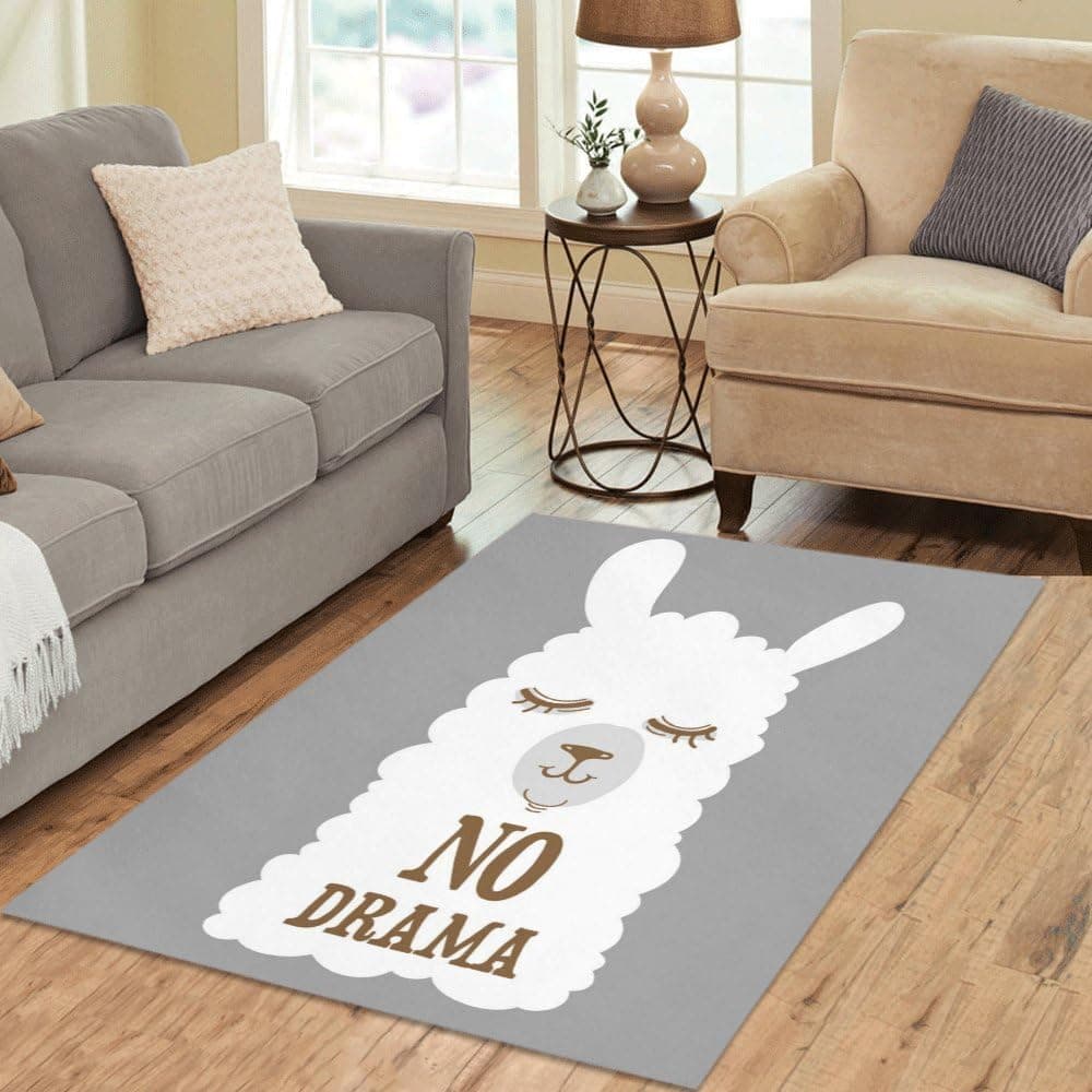InterestPrint Fashion Custom Home Decorator Little White Llama Area Rug Floor Rug Carpets