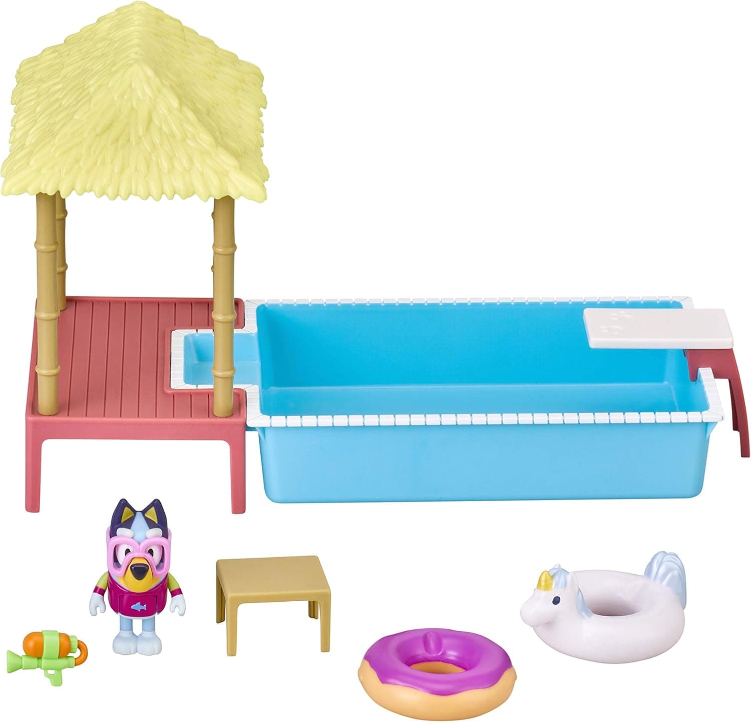 Bluey Pool Playset and Figure, 2.5-3 inch Articulated Figure and Accessories