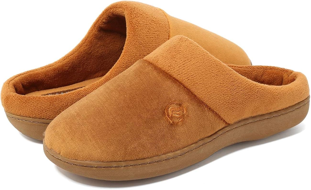 FANTURE Women’s Memory Foam Slippers Terry Slip-on Clog Scuff House Shoes Indoor & Outdoor Arch Support-U418WMT025-tan-38.39