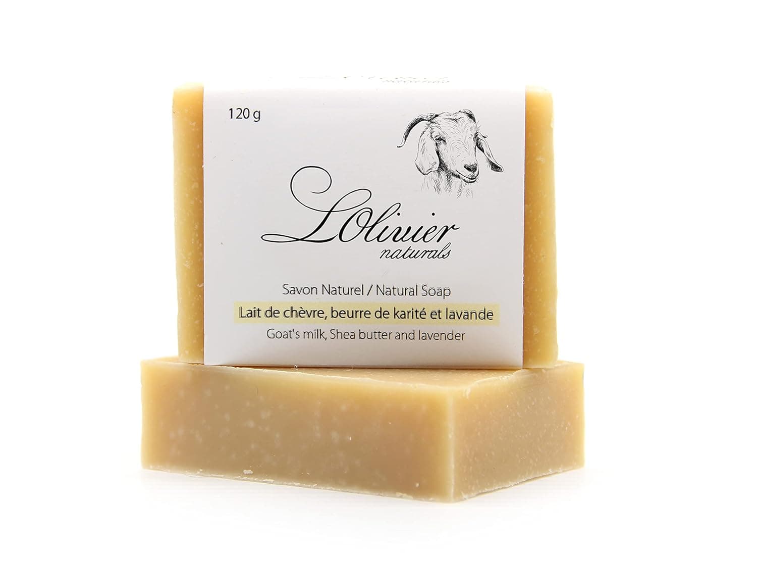 L'OLIVIER NATURALS (2 Pack) Goat milk Soap with Shea butter - Two Bars 4.23 Oz each - All Natural Handmade Bar soap