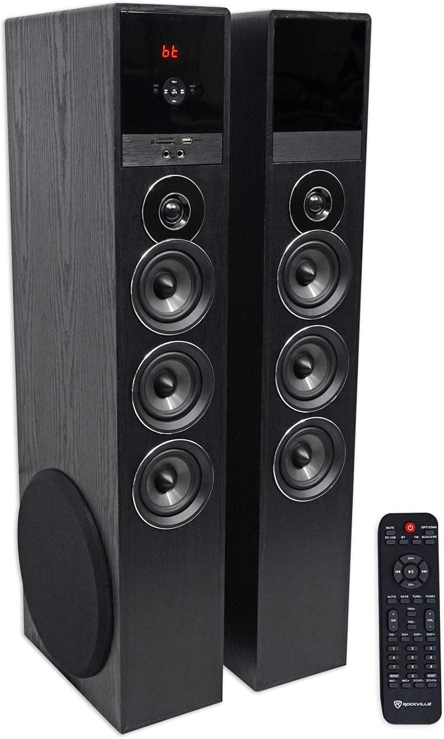 Rockville TM150B Black Home Theater System Tower Speakers 10" Sub/Bluetooth/USB