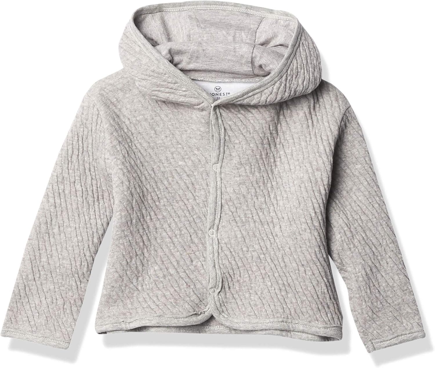HonestBaby Baby Girls' Organic Cotton Matelasse Snap-Front Hooded Jacket