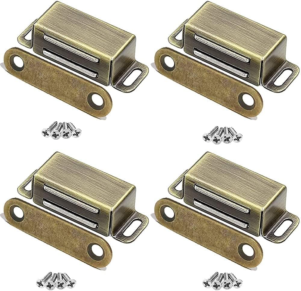 Kitchen Cabinet Catch Closure CBRIVE® 4 Pack Heavy Duty Metal RV Drawer Latch Closet Closing Stainless Steel Shutter Hardware Cupboard Door Closer -Bronze