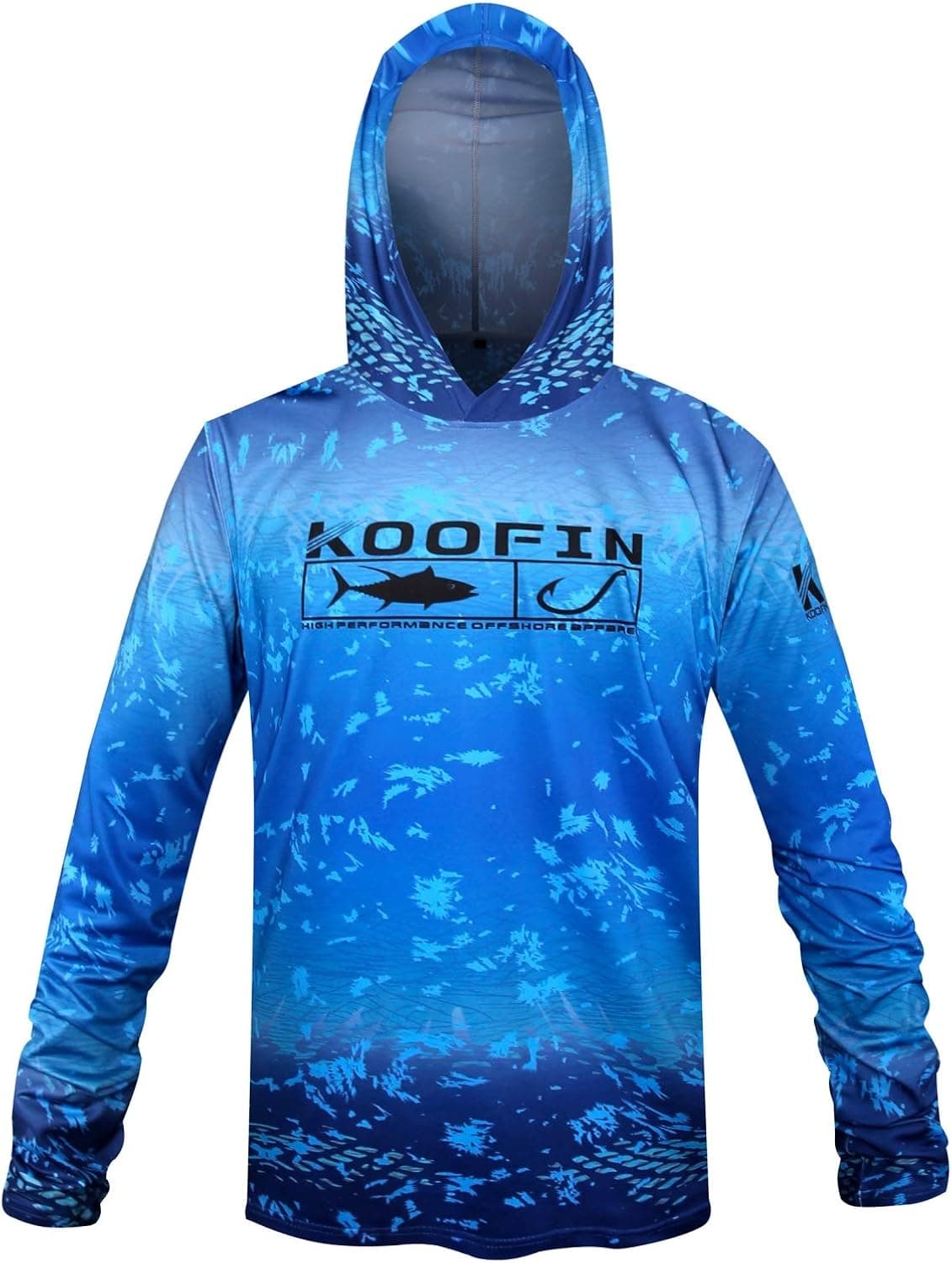 KOOFIN GEAR Performance Fishing Hoodie UPF 50 Sunblock Shirt Long Sleeve Quick-Dry Loose Fit Fade Pattern