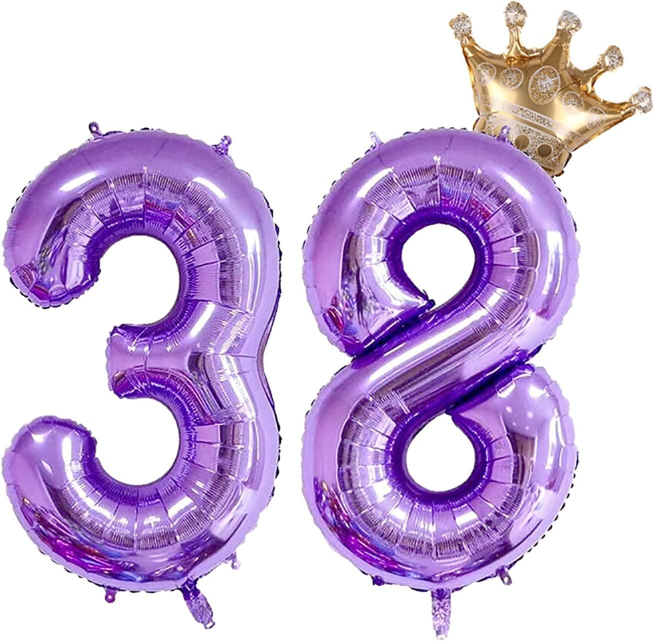 Purple 38 Number Balloon 32 inch Jumbo Foil Balloons with Detachable Crown Foil Prom Balloon for 38th Birthday Party Decoration 38 Wedding Anniversary Photos Props Supplies, Mermaid Theme Party 38th
