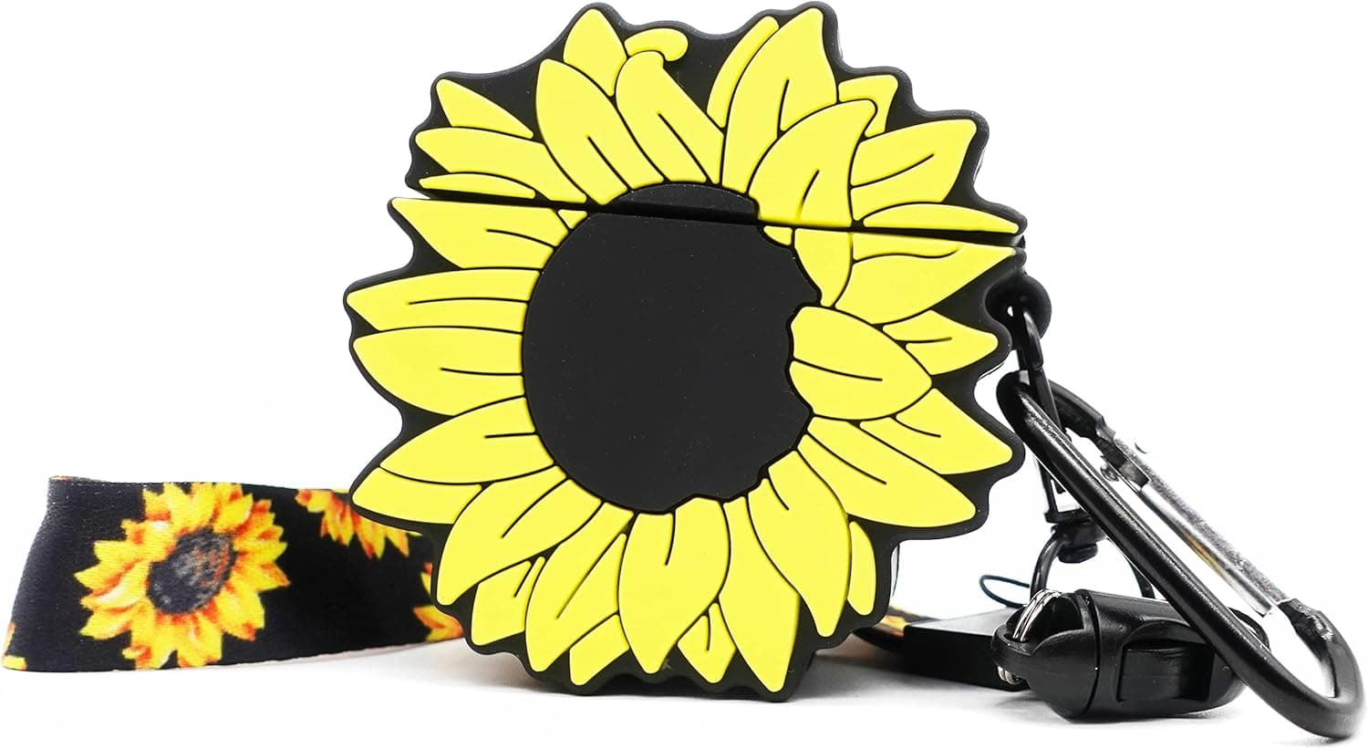 JCMY AirPods Case Cover, Nature AirPods Accessories Series, Cute Kawaii Sunflower Design, 360° Silicone Protective Cover Skin with Carabiner and Wrist Strap for Girls Teens Women (Airpods 1/2)