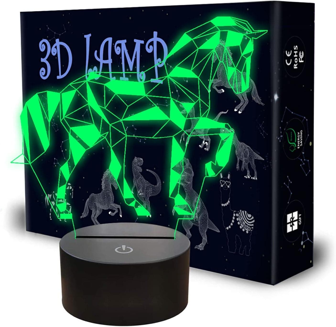 Llamaababie 3D Night Light,Resin, 7 Colors Changing Horse Light with Smart Touch & USB Cable, Optical Lamp for Birthday Gifts