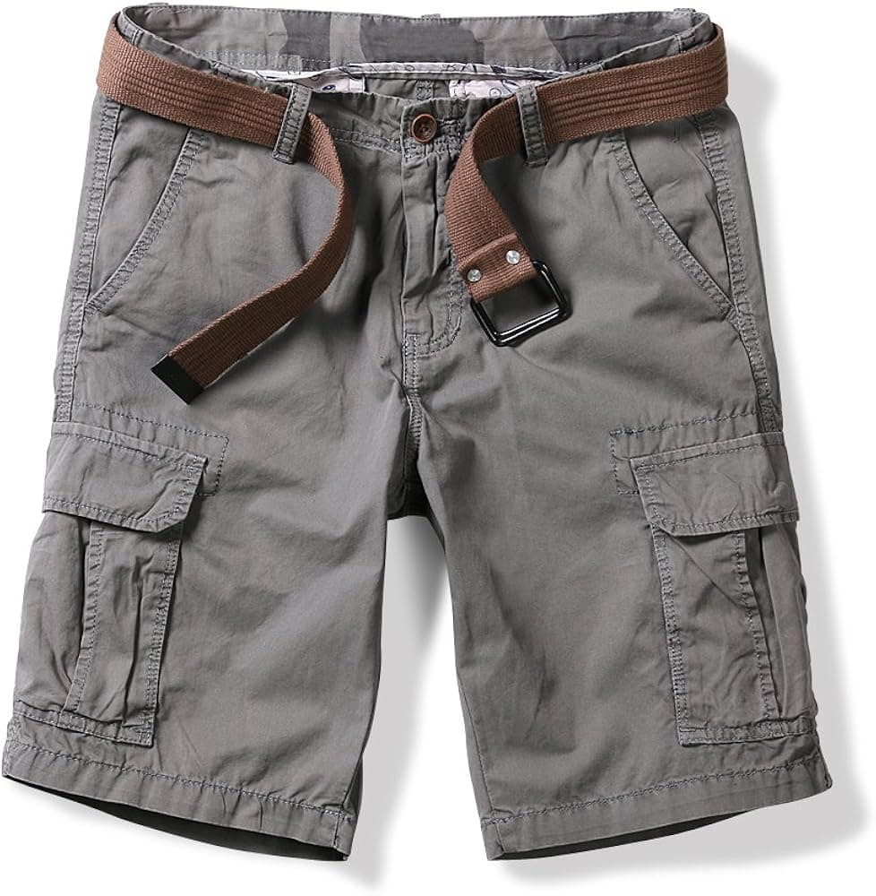 OCHENTA Men's Lightweight Multi Pockets Casual Cargo Shorts Solid Gray 32