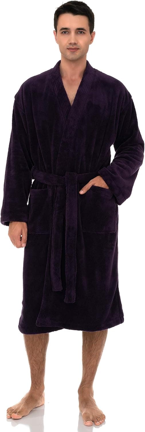 TowelSelections Men's Plush Robe Soft Fleece Kimono Bathrobe