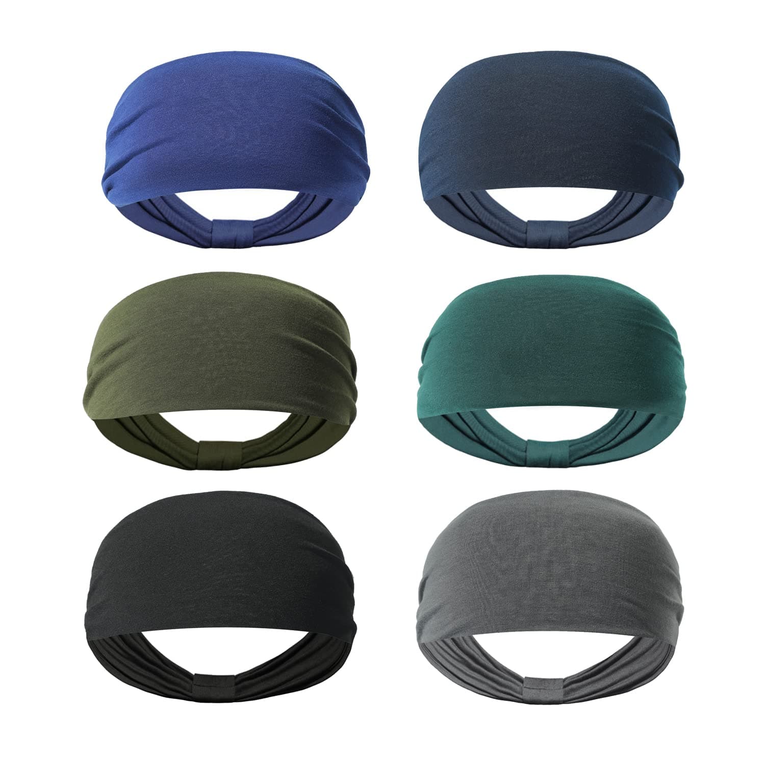 Rapotti 6 Pack Boho Headbands For Women Fashion Wide Headbands Sports Sweat Absorbing Stretch Non-Slip Bandanas Printed Hair Accessories Band