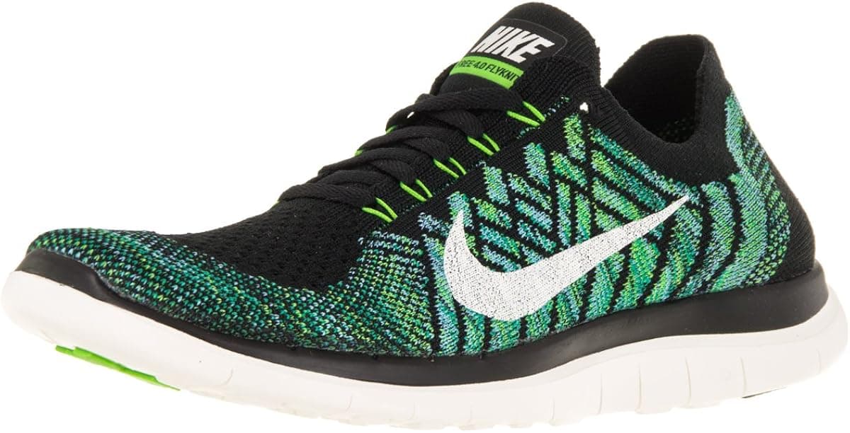 Nike Free 4.0 Flyknit Women's Running Shoes, 10, Black/sail/vltg Green/lcky Grn