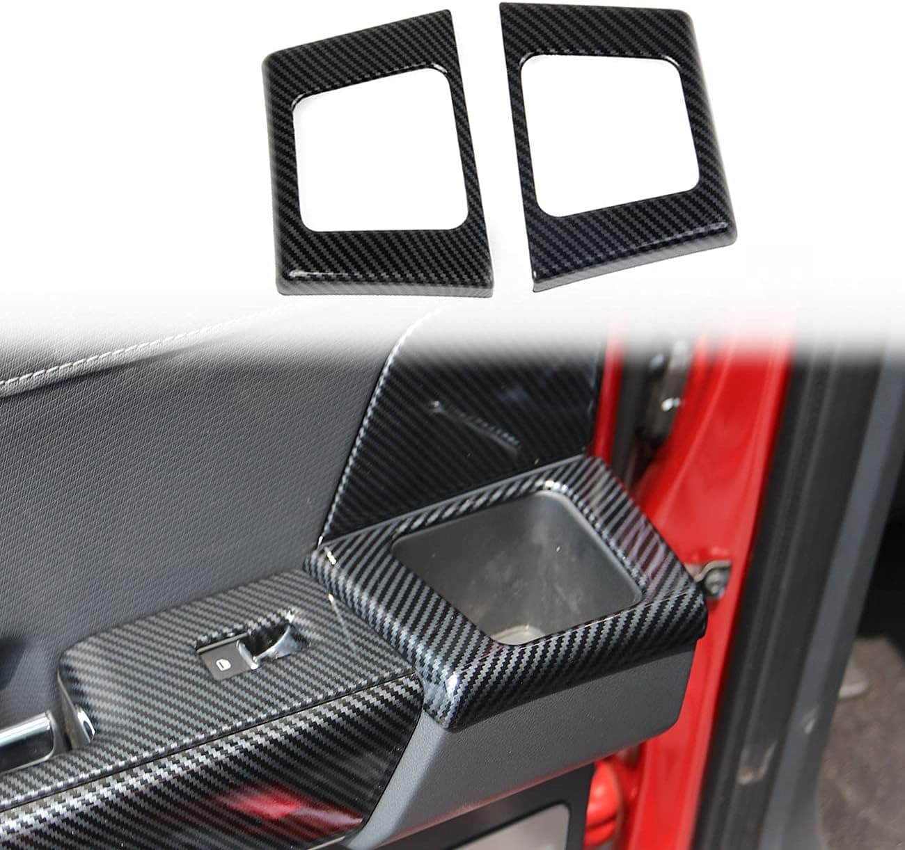 Carbon Fiber Rear Door Handle Cup Holder Panel Trims Accessories for Ford F150 2021+