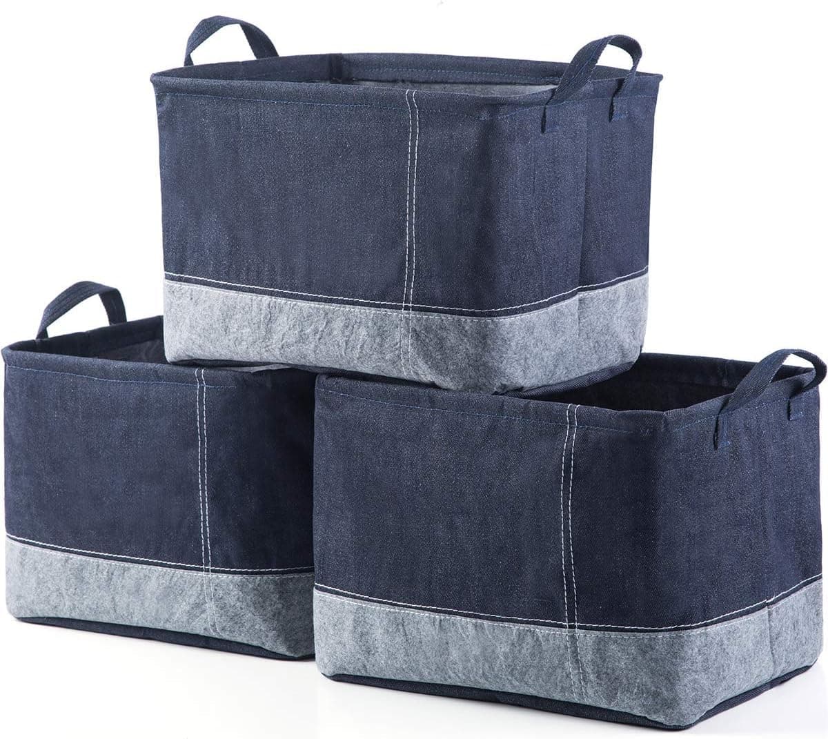 Felt Storage Basket Collapsible Storage Box Foldable Storage Cube Fabric Storage Bins Home Organizer Containers Laundry Organizing for Nursery Toys, Clothes, Towels, Magazine, Office, Bedroom (small)